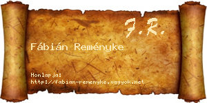 Fábián Reményke névjegykártya